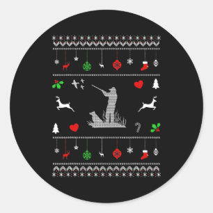 Sticker Rond Chasse au canard Chasseur de design de Noël moche