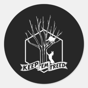 Sticker Rond Chasse au raton laveur Garder Em' Treed Vinatage C