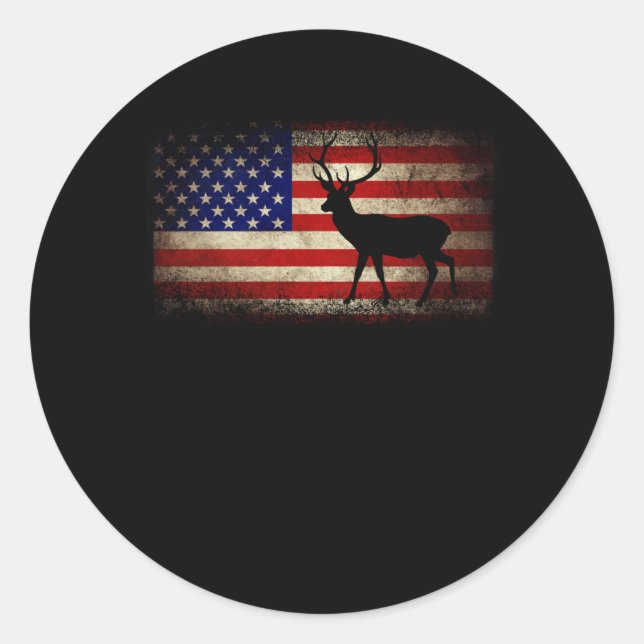 Sticker Rond Chasse aux cerfs Drapeau américain USA Fier chasse (Devant)