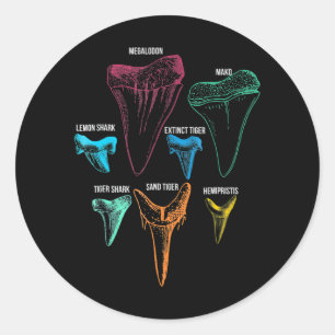 Sticker Rond Chasse aux dents de requin - Cadeaux de requin fou