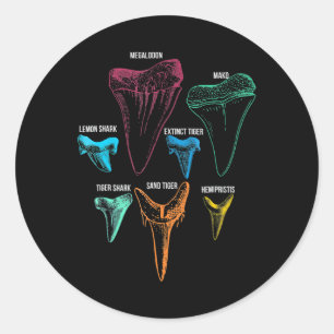 Sticker Rond Chasse aux dents de requin - Cadeaux de requin fou