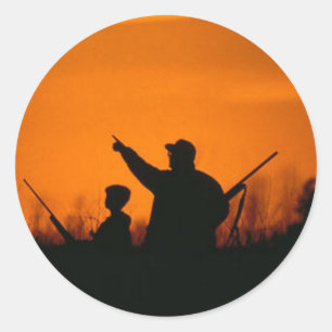 Sticker Rond Chasse avec papa