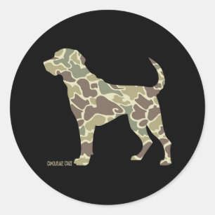 Sticker Rond Chasse Camouflage de chien Camo Chien Labrador Cha