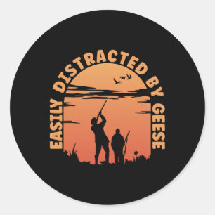 Sticker Rond Chasse Canards Distraits Par Chasseur D'Oies