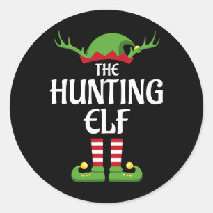 Sticker Rond Chasse Famille Elf Groupe de jumelage Noël