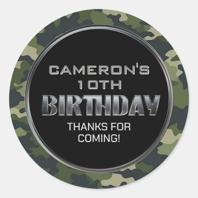 Sticker Rond Chasse militaire Anniversaire (Devant)
