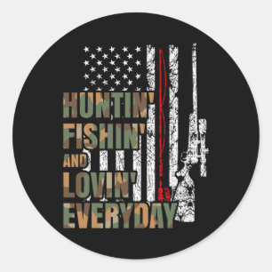 Sticker Rond Chasse Pêche Aimant Quotidien Chasse Aux Cerfs Amé