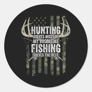 Sticker Rond Chasse Résoudre La Plupart De Mes Problèmes Pêcher