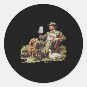 Sticker Rond Chasse Trump Camouflage drôle Chasse au canard sai
