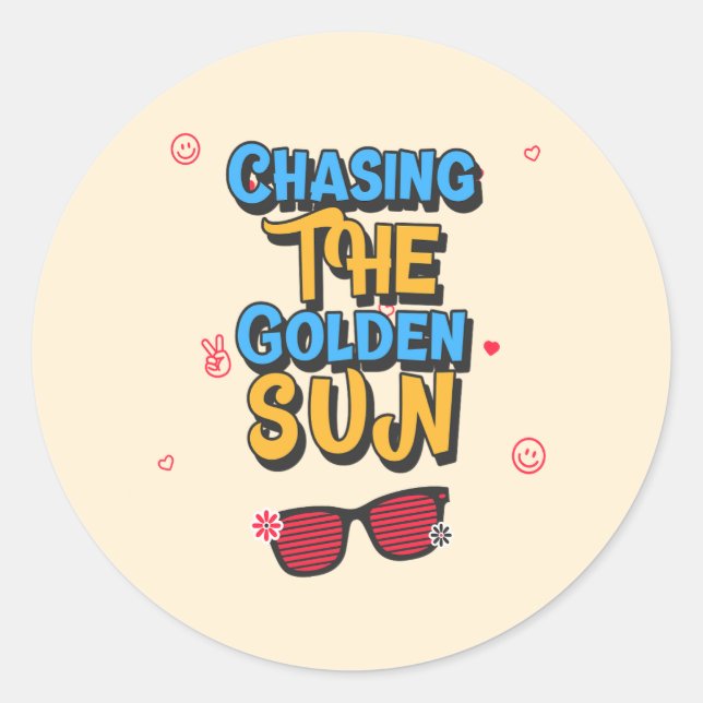 Sticker Rond Chasser le soleil d'or (Devant)