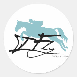 Sticker Rond Chasseur Cheval Jumper