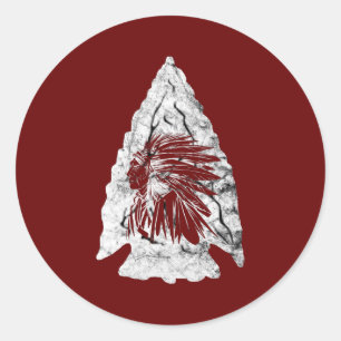 Sticker Rond Chasseur de pointes Arrowhead Chef indien Chasse R