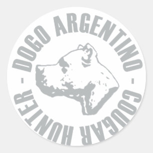 STICKER ROND CHASSEUR DE PUMA DE DOGO ARGENTINO