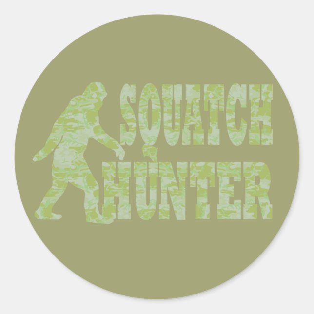 Sticker Rond Chasseur de squatch en camouflage (Devant)