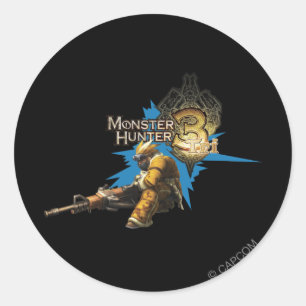 Sticker Rond Chasseur masculin avec Bowgun, Gros Gunner avec Lu