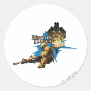 Sticker Rond Chasseur masculin avec Bowgun, Gros Gunner avec Lu