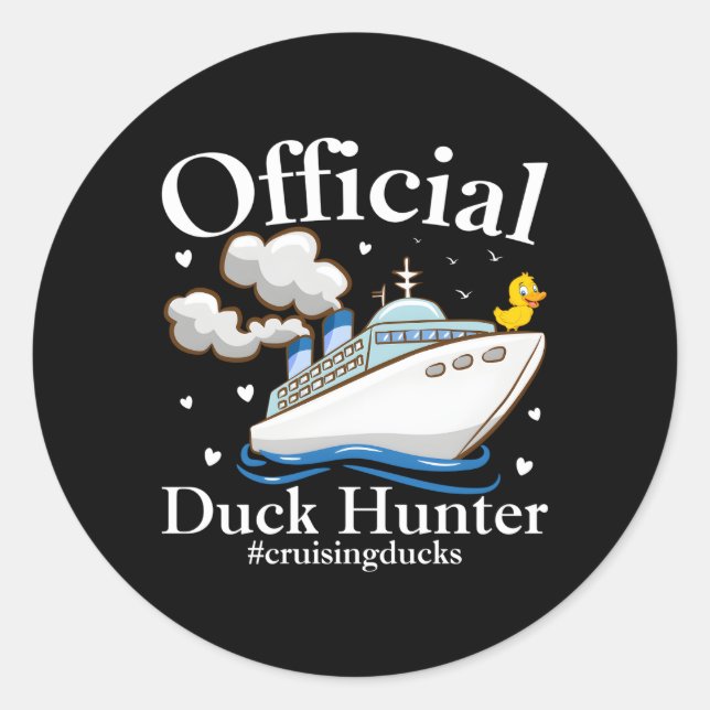 Sticker Rond Chasseur officiel de canard Rubber Duck Cruise (Devant)