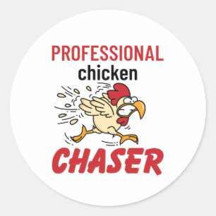 Sticker Rond Chasseur professionnel de poulet éleveur de poulet