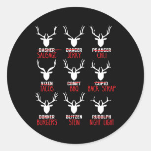 Sticker Rond Chasseurs De Cerfs De Noël Drôle Tout Père Noël Re