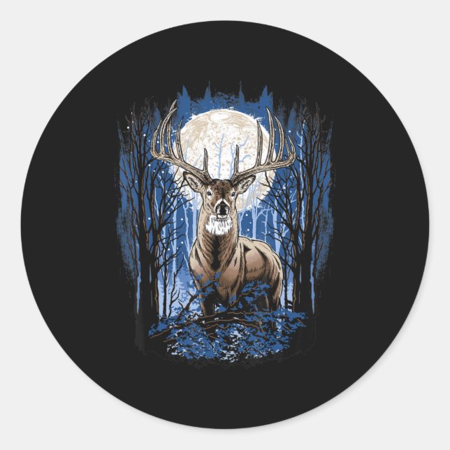 Sticker Rond Chasseurs Deer Chasse Big Whitetail Buck (Devant)