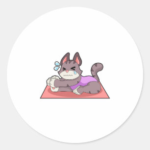 Sticker Rond Chat à Yoga Fitness