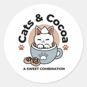Sticker Rond Chat adorable en Mug Conception de vacances - Chat