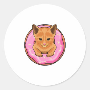 Sticker Rond Chat avec Donut