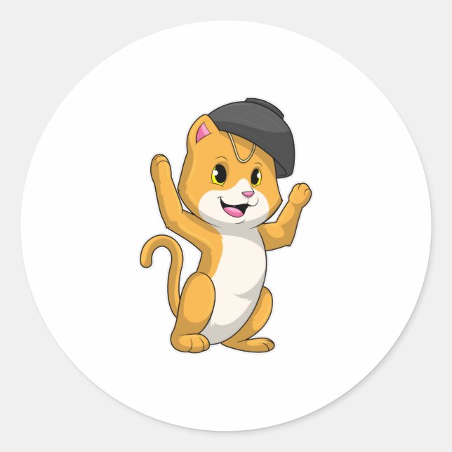 Sticker Rond Chat avec Ramen Bowl (Devant)