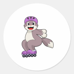 Sticker Rond Chat avec roulettes