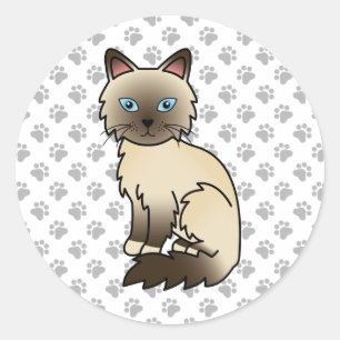 Sticker Rond Chat Birman / Ragdoll Point Chocolat & Pattes Mign