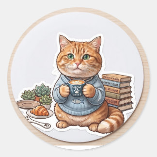 Sticker Rond Chat café 😺
