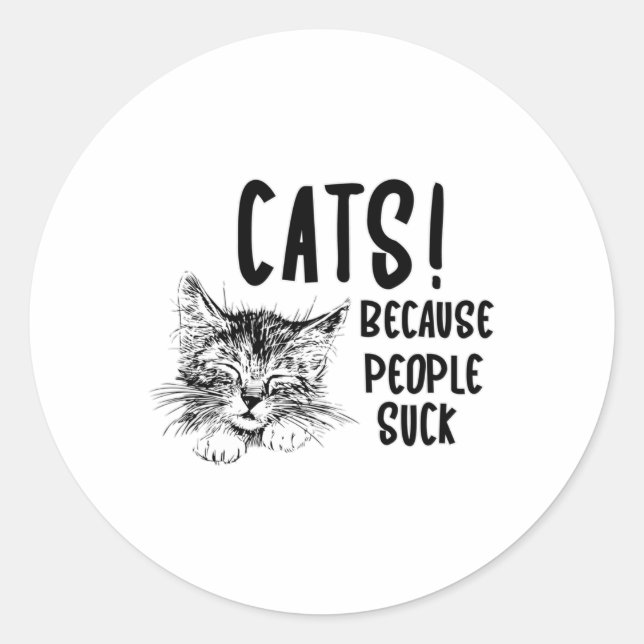 Sticker Rond Chat Chats Animal de compagnie Kitten Amoureux des (Devant)