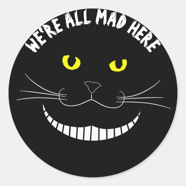 Sticker Rond Chat Cheshire Souriant Chat Transparent Avec Yello (Devant)