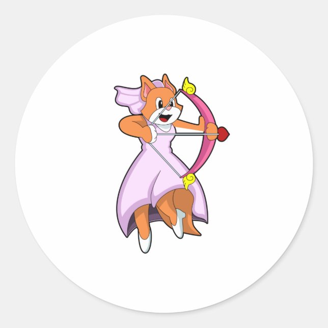 Sticker Rond Chat comme mariée avec robe de mariage.PNG (Devant)
