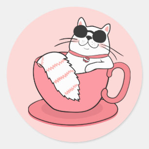 Sticker Rond Chat cool