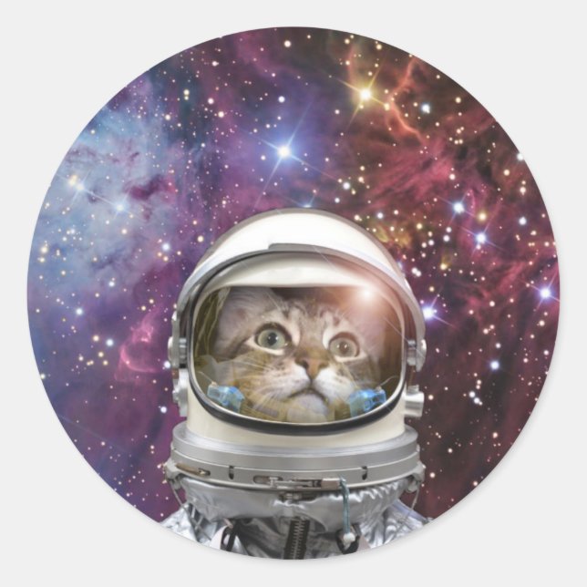 Sticker Rond Chat Cosmonaut (Devant)