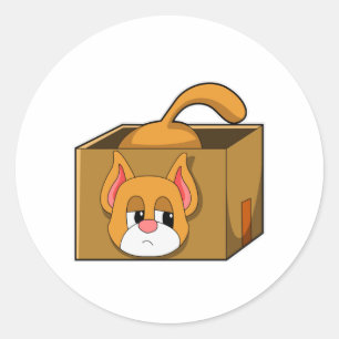 Sticker Rond Chat dans la boîte