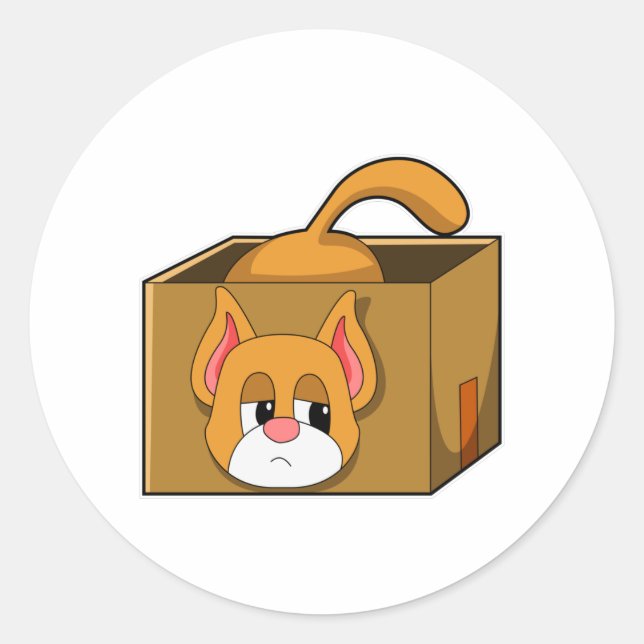 Sticker Rond Chat dans la boîte (Devant)
