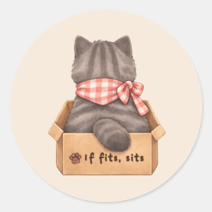 Sticker Rond Chat dans la boîte