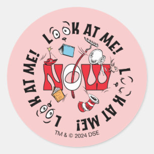 Sticker Rond Chat dans le Casquette   Regarde-Moi ! Regarde-Moi