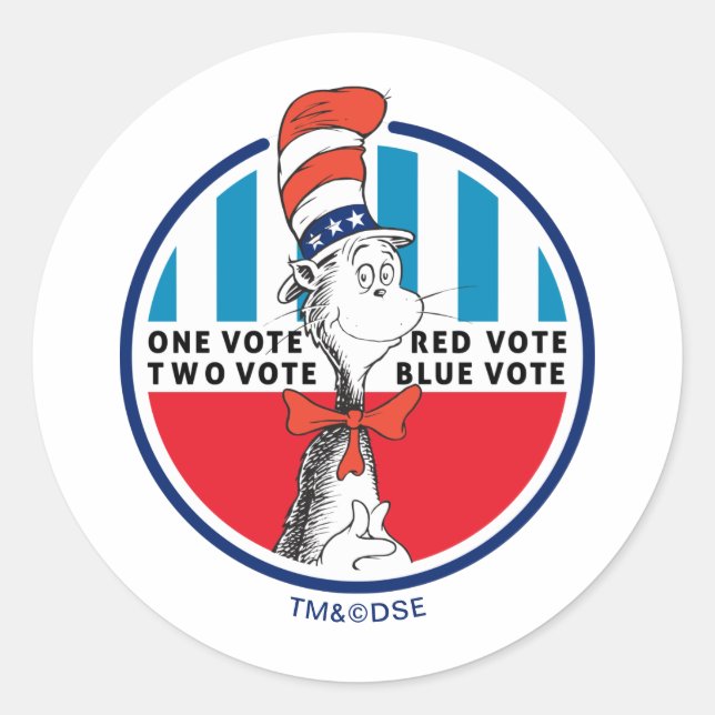 Sticker Rond Chat dans le Casquette | Un vote, deux votes (Devant)