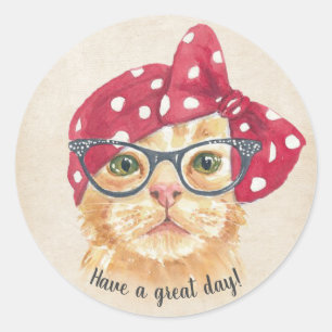 Sticker Rond chat dans les lunettes