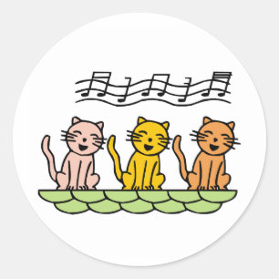 Sticker Rond Chat de chant