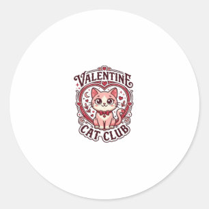Sticker Rond Chat de la Saint-Valentin Dessin drôle pour amateu