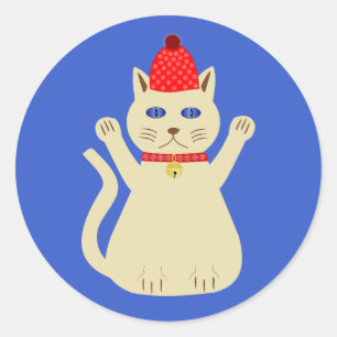 Sticker Rond Chat de Noël mignon