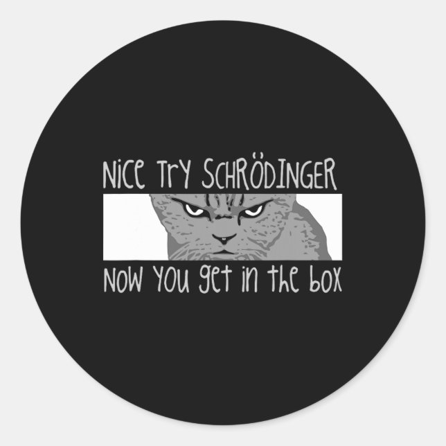Sticker Rond Chat de Schrodinger - Physicien (Devant)