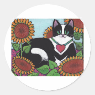 Sticker Rond Chat de tournesol