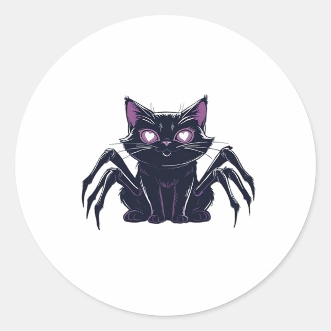 Sticker Rond Chat déplaisant - Jambes d'araignée et yeux de coe (Devant)