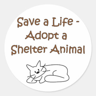 Sticker Rond Chat d'hébergement de sauvetage et d'adoption pour