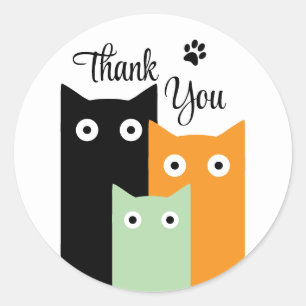 Sticker Rond Chat drôle, Merci